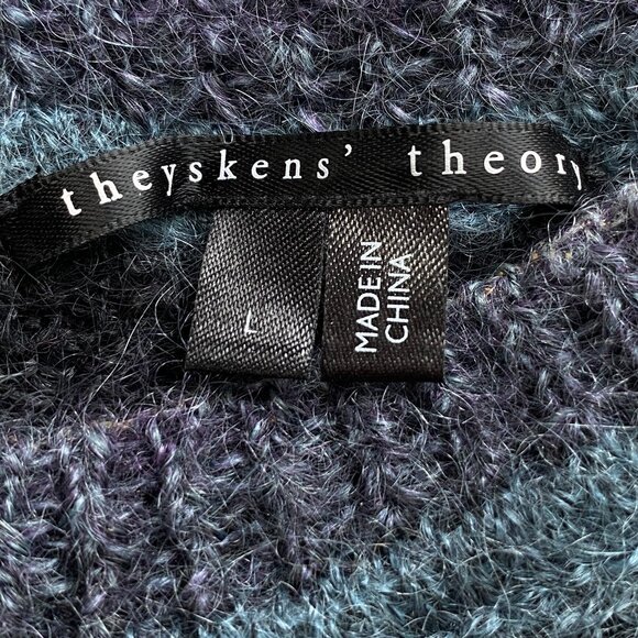 Theyskens Theory Mohair Blend Sweater Womens Sz L Jewel Purple Blue Fuzzy Ombre - Picture 9 of 11